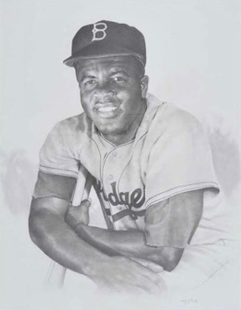 Portrait du joueur de baseball Jackie Robinson, Brooklyn Dodgers