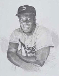 Retrato del jugador de béisbol Jackie Robinson, Brooklyn Dodgers
