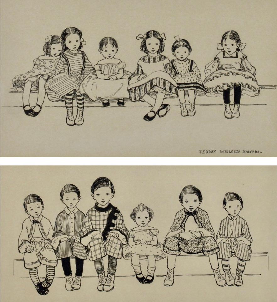 Figurative Art Jessie Willcox Smith - Paire d'illustrations tirées de A Child & Child Verses de Robert Louis Stevenson