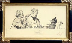 Gentlemen and Scottie dog at Chess Board, Study for Maxwell House Coffee