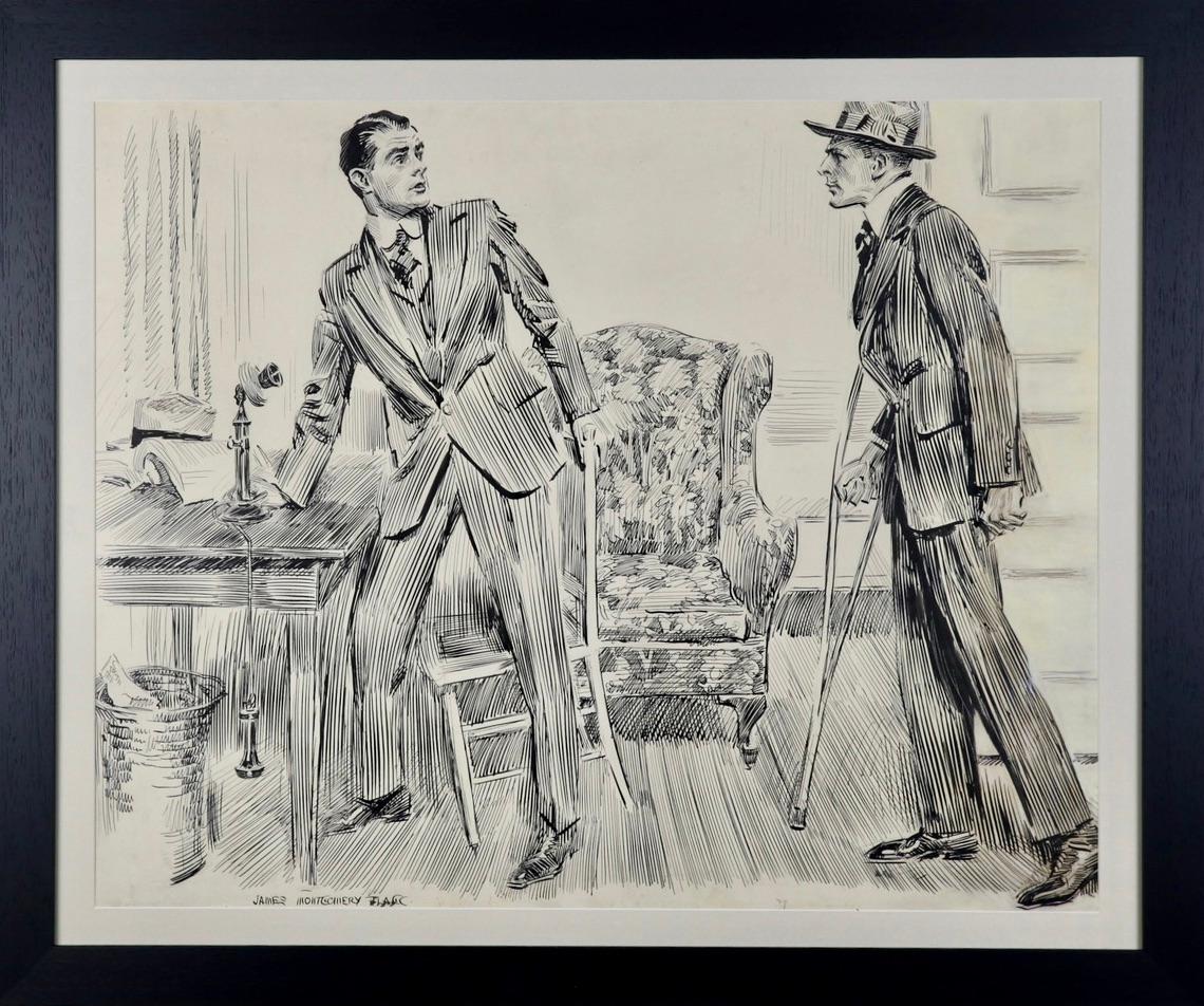 James Montgomery Flagg Figurative Art – Three-Fingered Jenny, Illustration einer Geschichte für McClure's