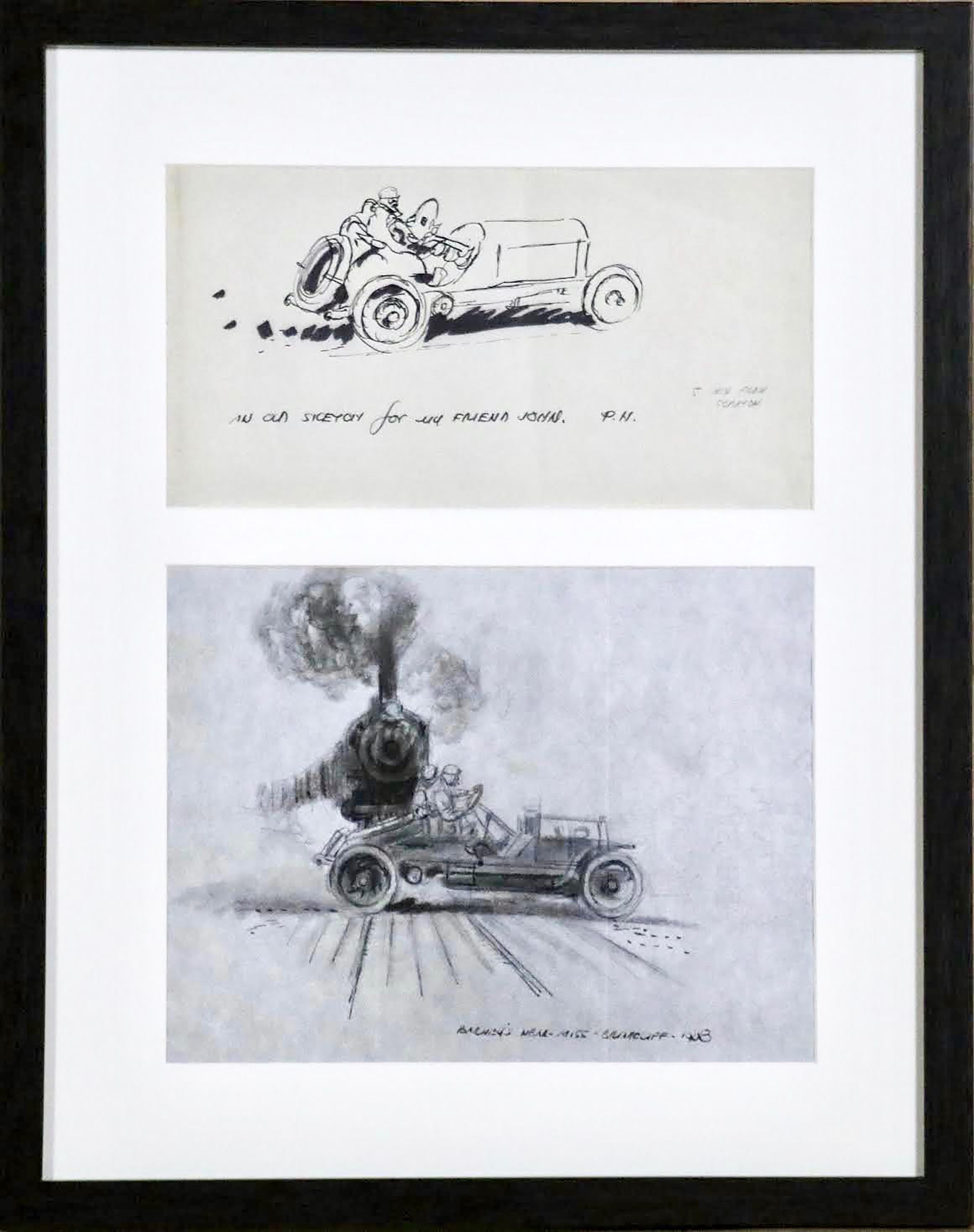 Two Car Drawings - Art by Peter Helck