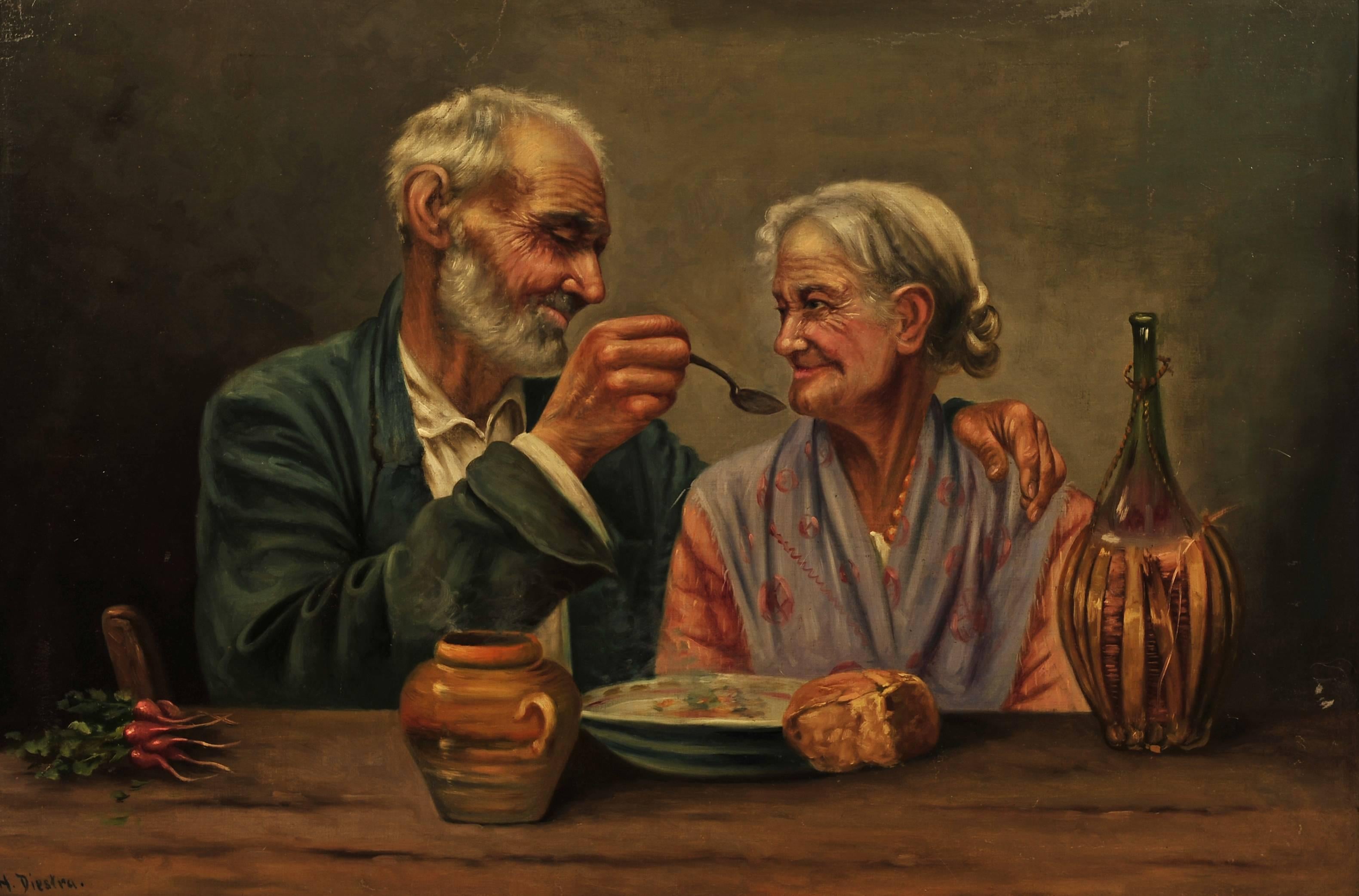 M. Dikstra Portrait Painting - An Ageless Love