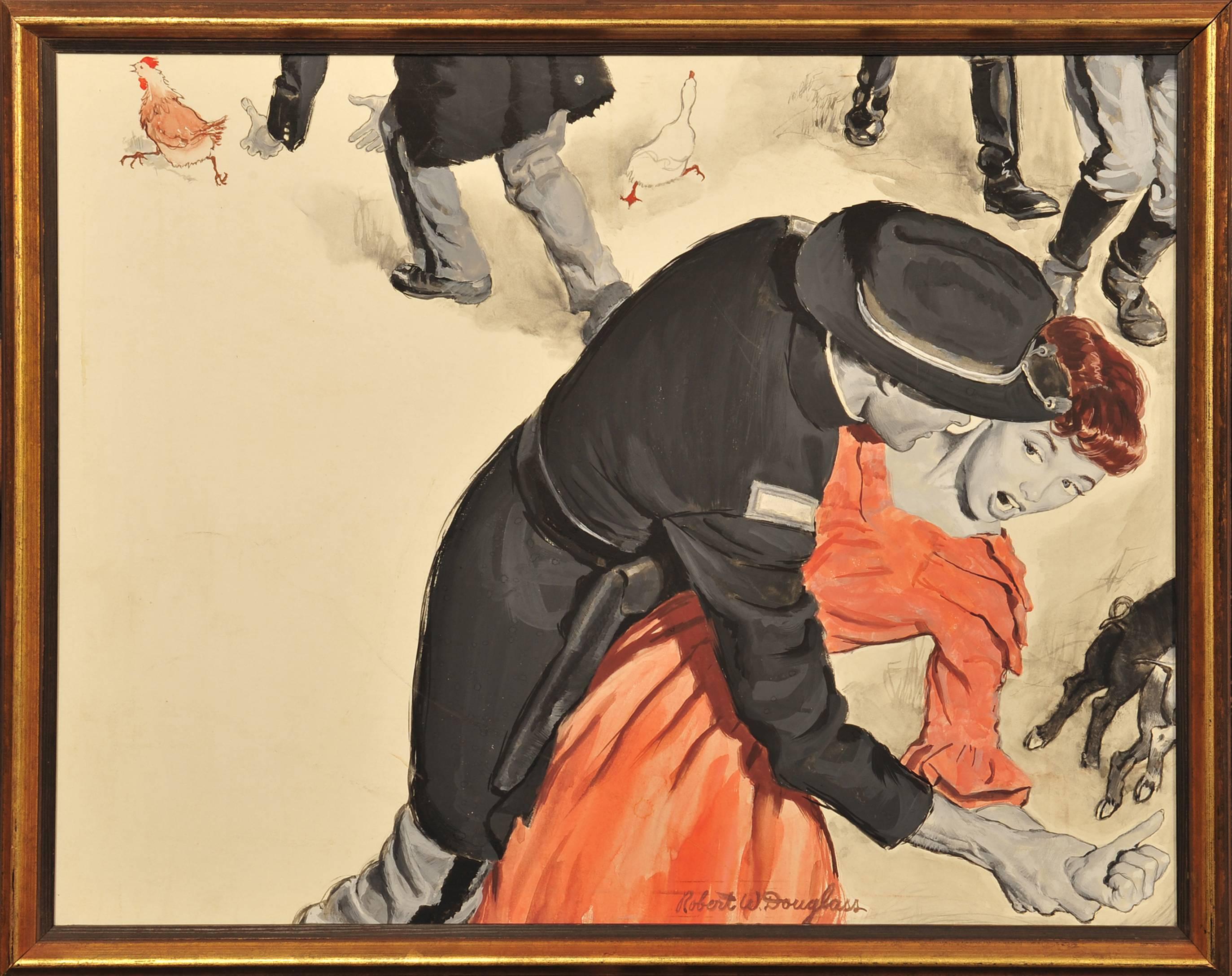Soldaten schlagen Frauen und Bauerntiere an – Painting von Robert Douglas