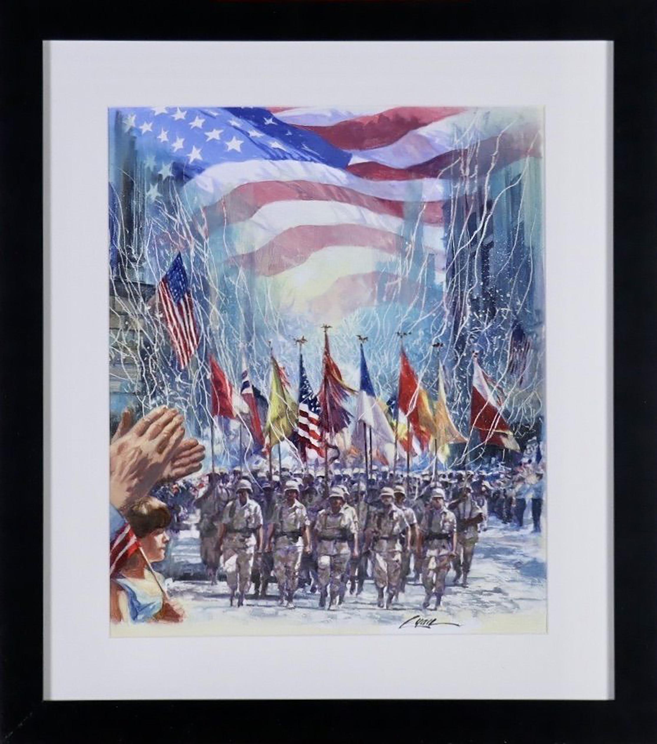 Desert Storm Triumph Parade - Painting by Dennis Lyall