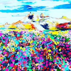 Montañas y flores