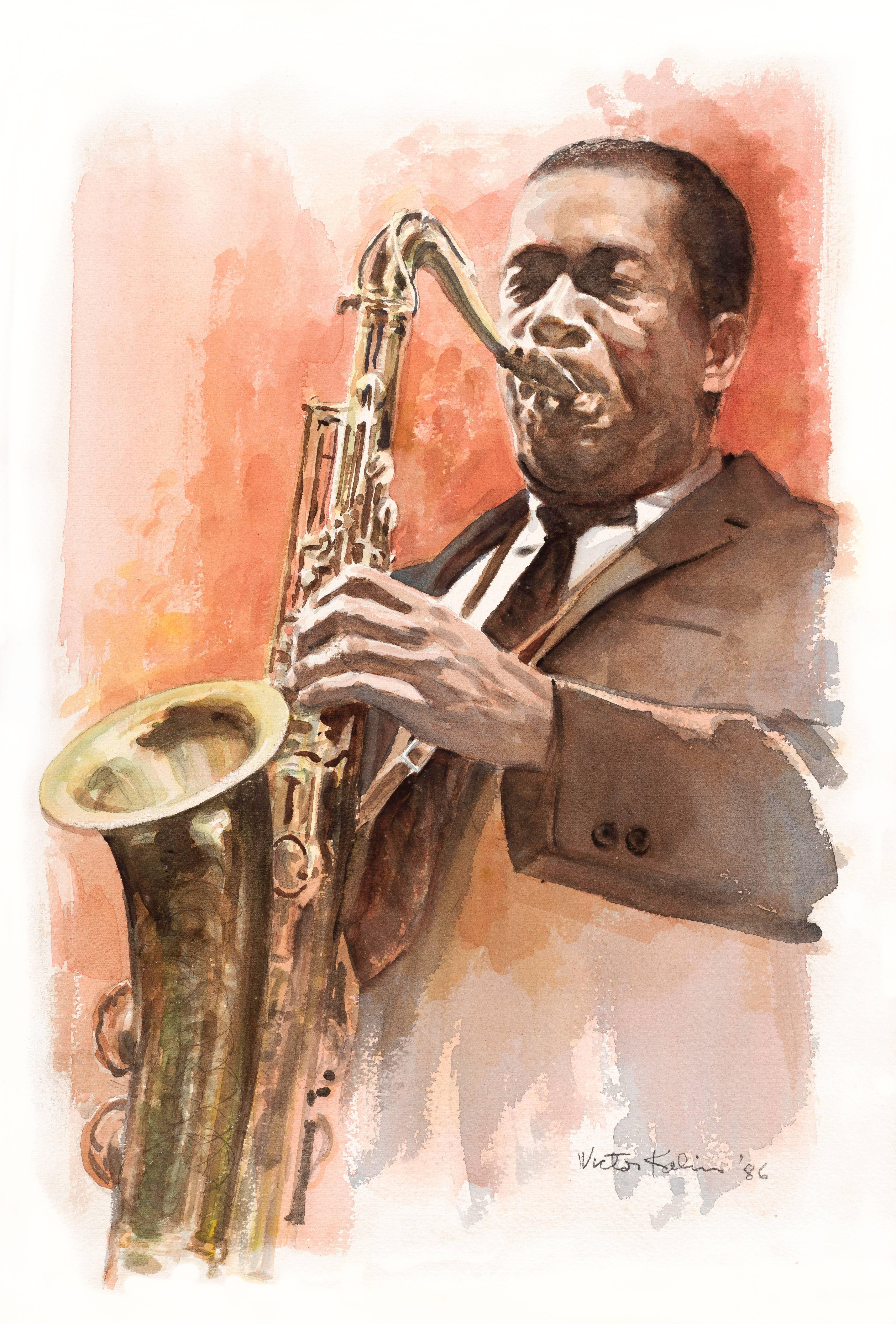 John Coltrane Portrait - Appeared in Love Supreme Album Revised  - Art by Victor Kalin