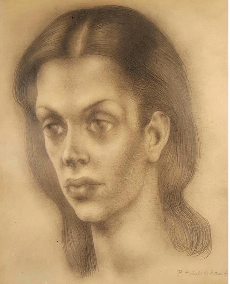 Pavel Tchelitchew Figurative Art - Portrait of Bachoo, Countess Woronzow