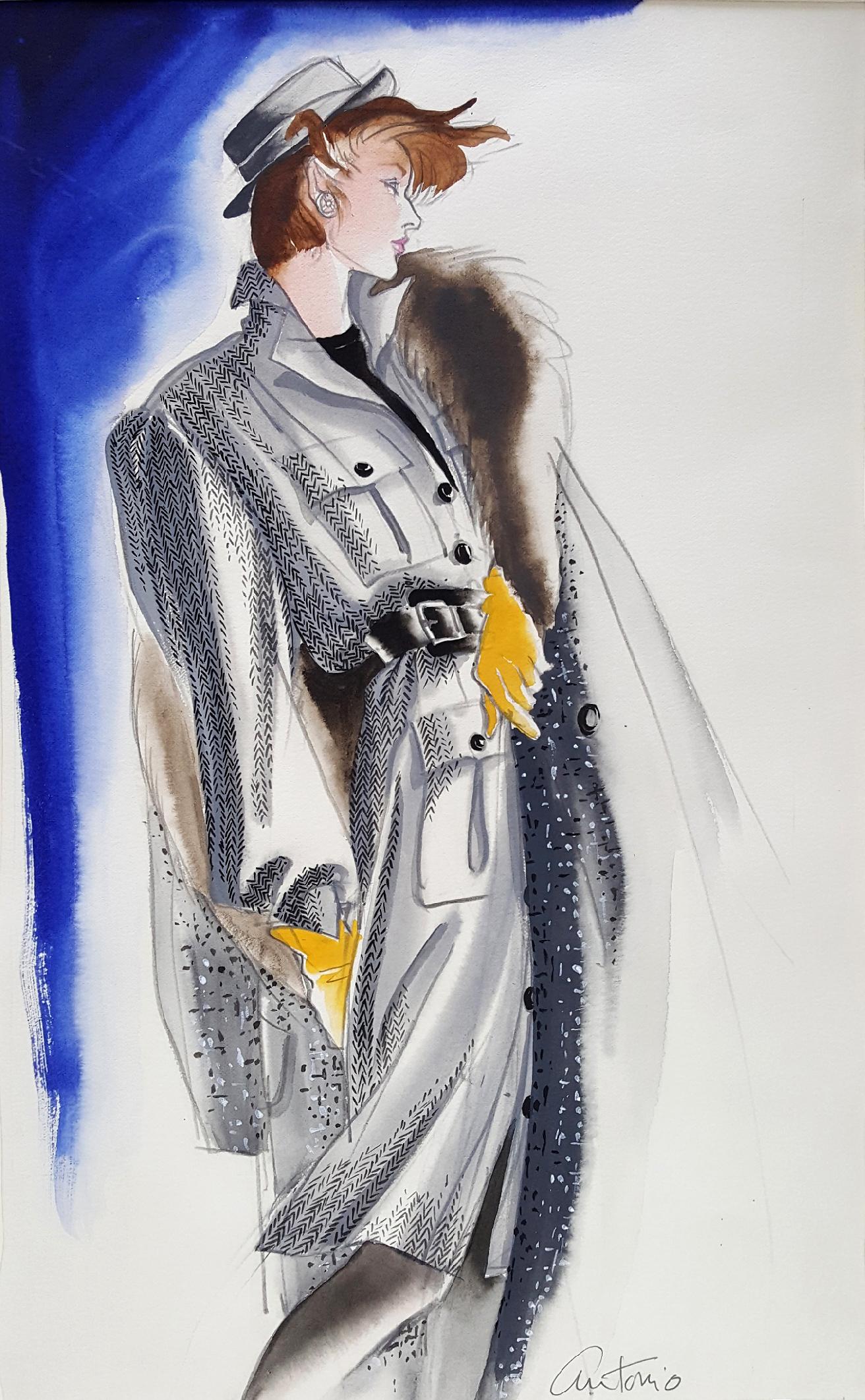 Antonio Lopez Figurative Art - Vogue Magazine, Elegant Fashion Illustration for Adel Simpson 