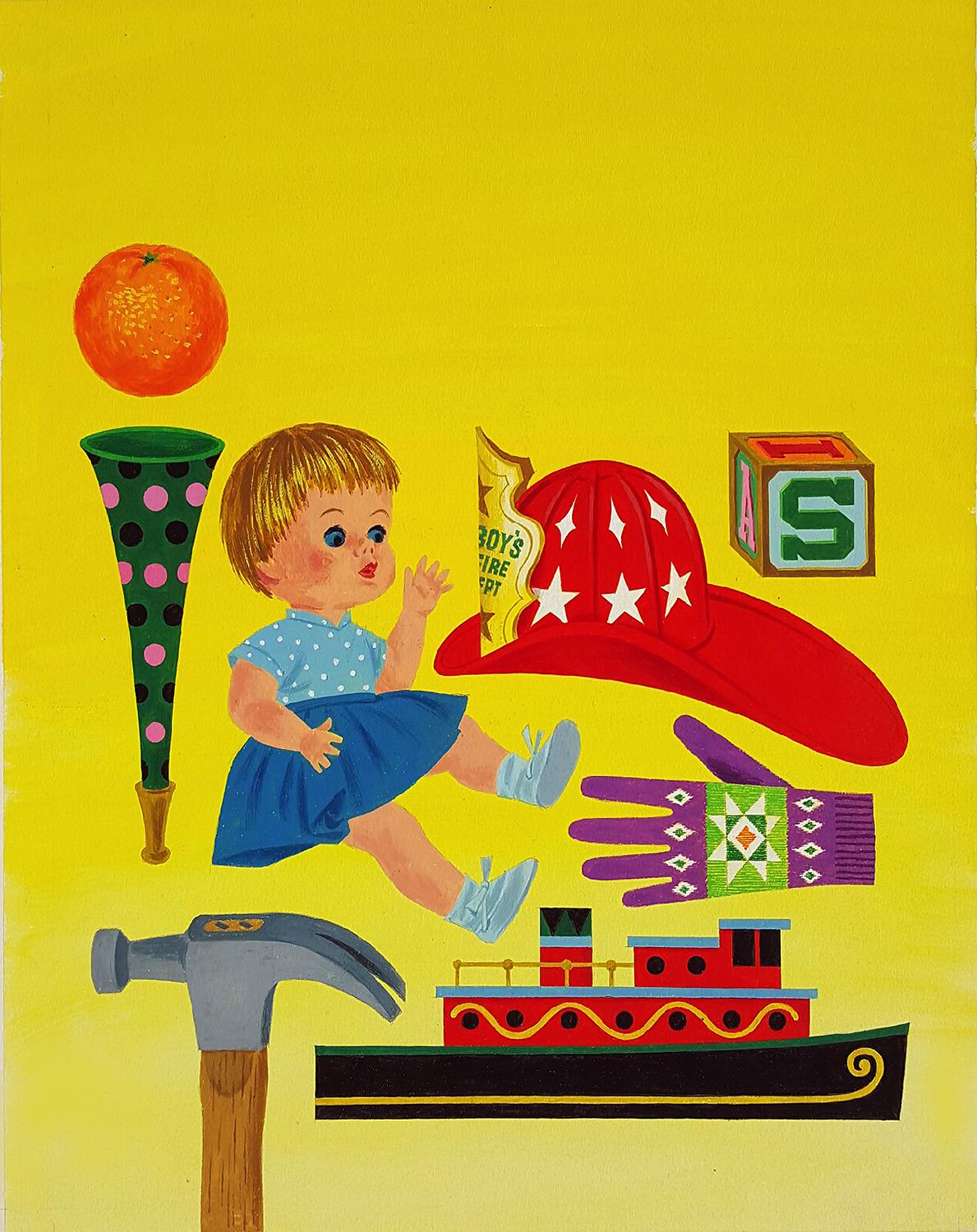 Still-Life Painting Joe Kaufman - Petit livre doré « Things in My House », livre pour enfants  Couverture - Illustration d'art 