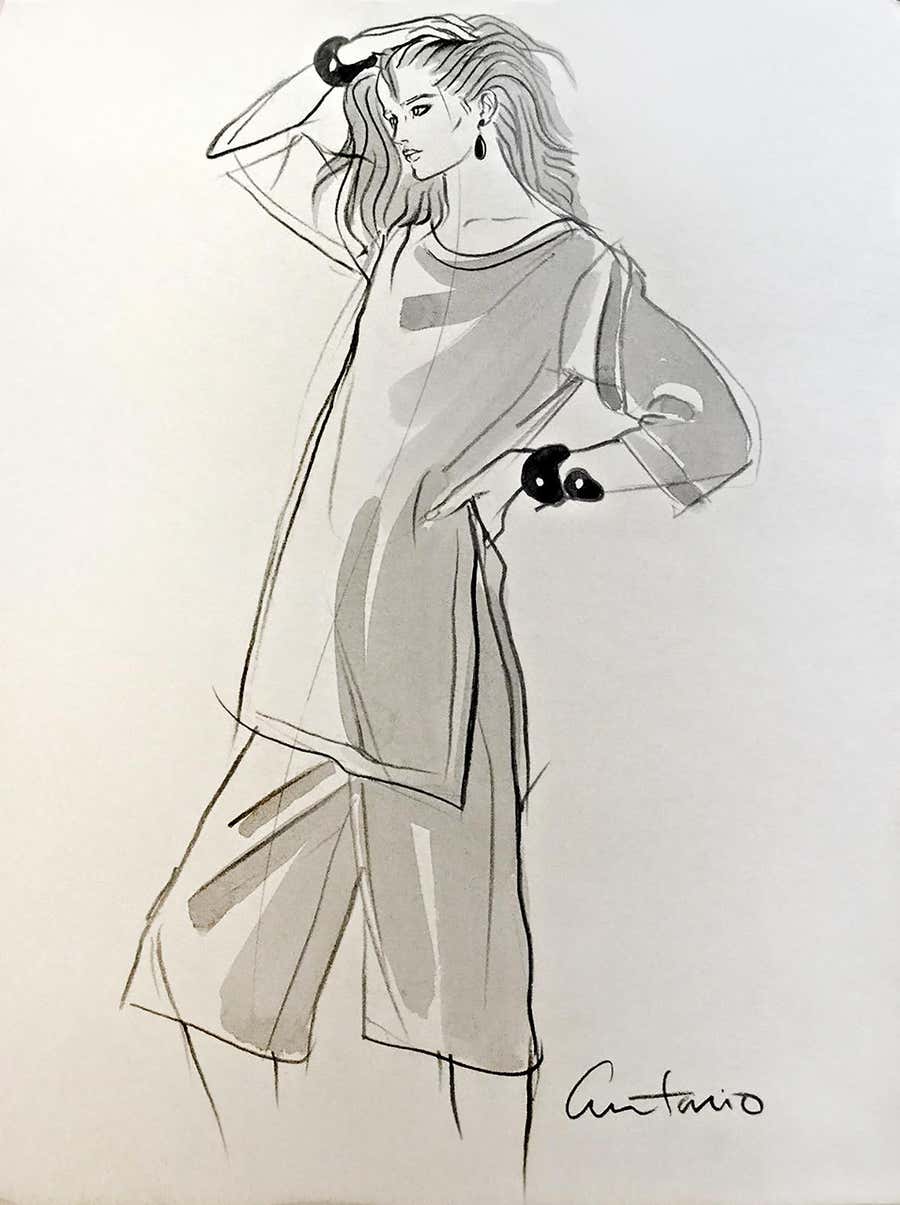 Fashion Model full figure in profile