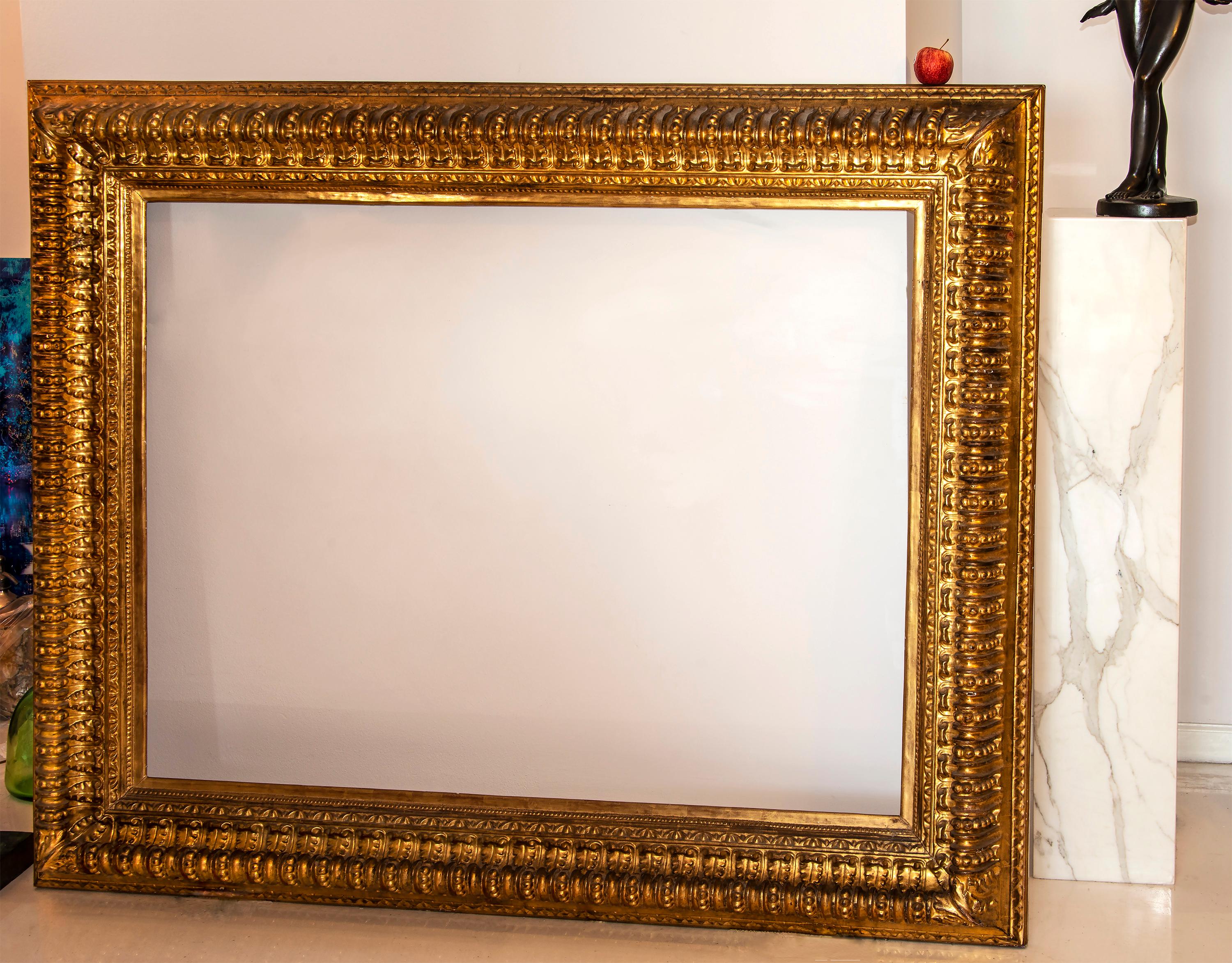 Unknown Abstract Sculpture - 19th century Italian Rococo Gilt Wood Picture frame with ornate foliate.