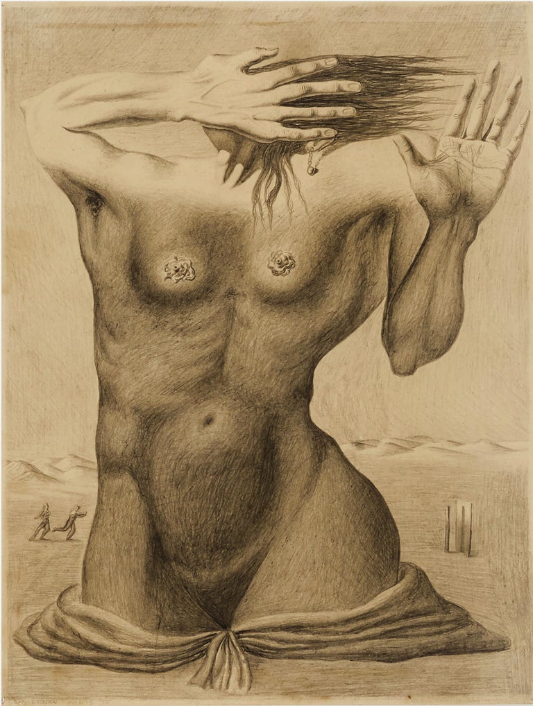 Federico Castellon Figurative Art - Surrealist Nude Female Figure like Salvador Dali