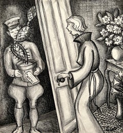 Mujer sorprendida con cactus  Ilustradora de los años 20