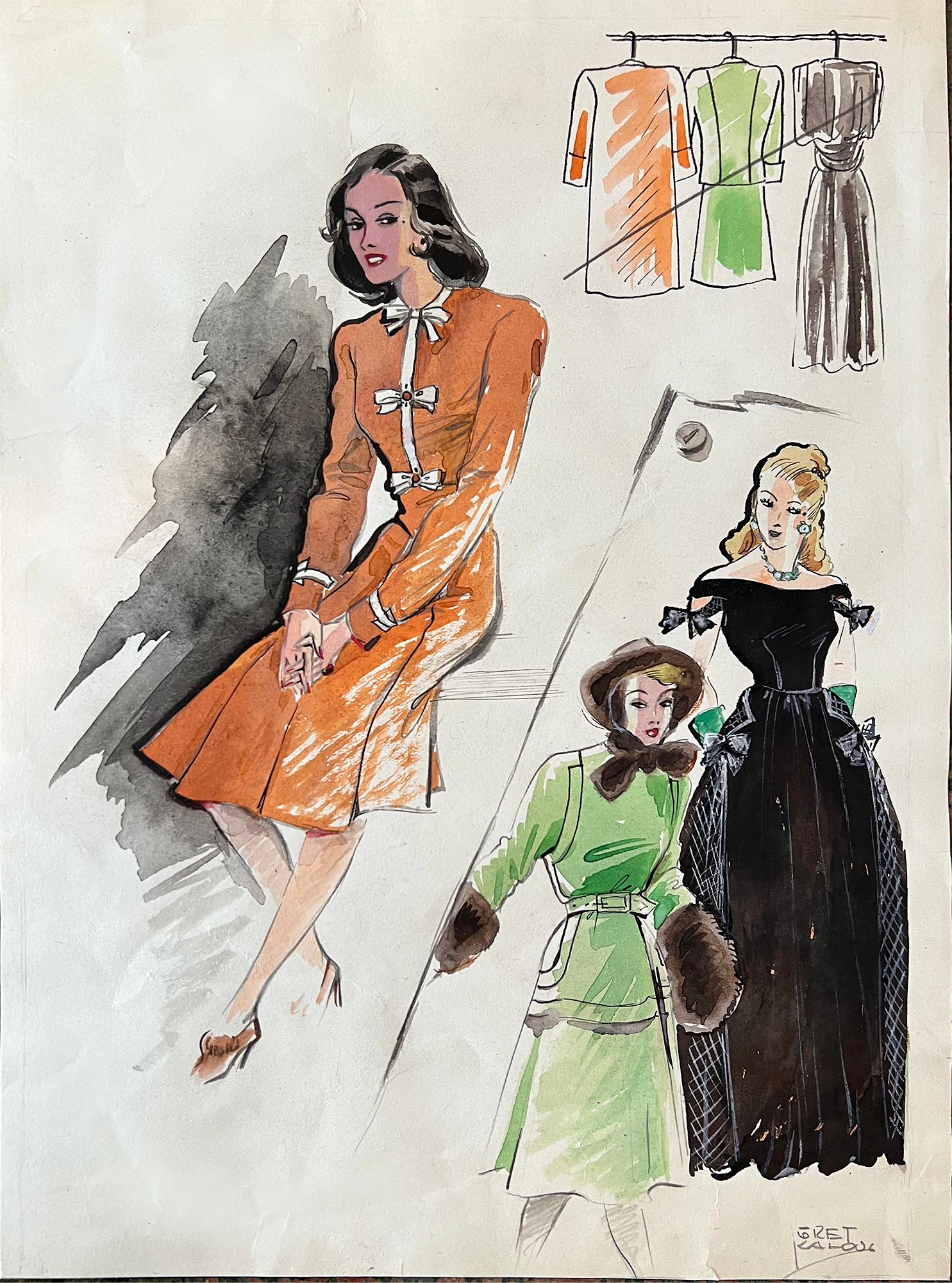 Modèles de mode du milieu du siècle dernier par l'illustratrice autrichienne