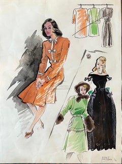 Mid-Century Fashion Designs by Austrian Female Illustrator