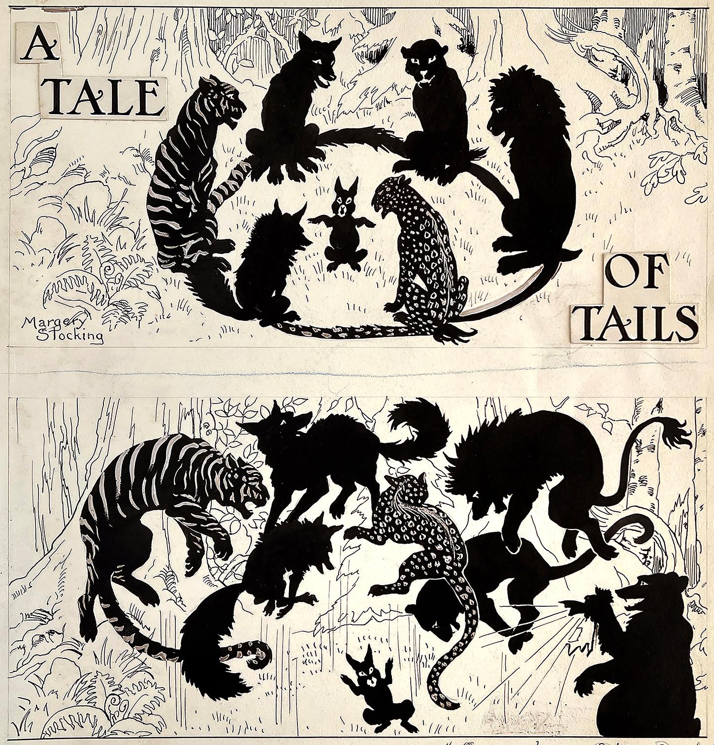 Margery Stocking Hart Portrait – Tiger, Löwe, Panther, Wolf, Bär, Katze Predator Silhouette-Illustration