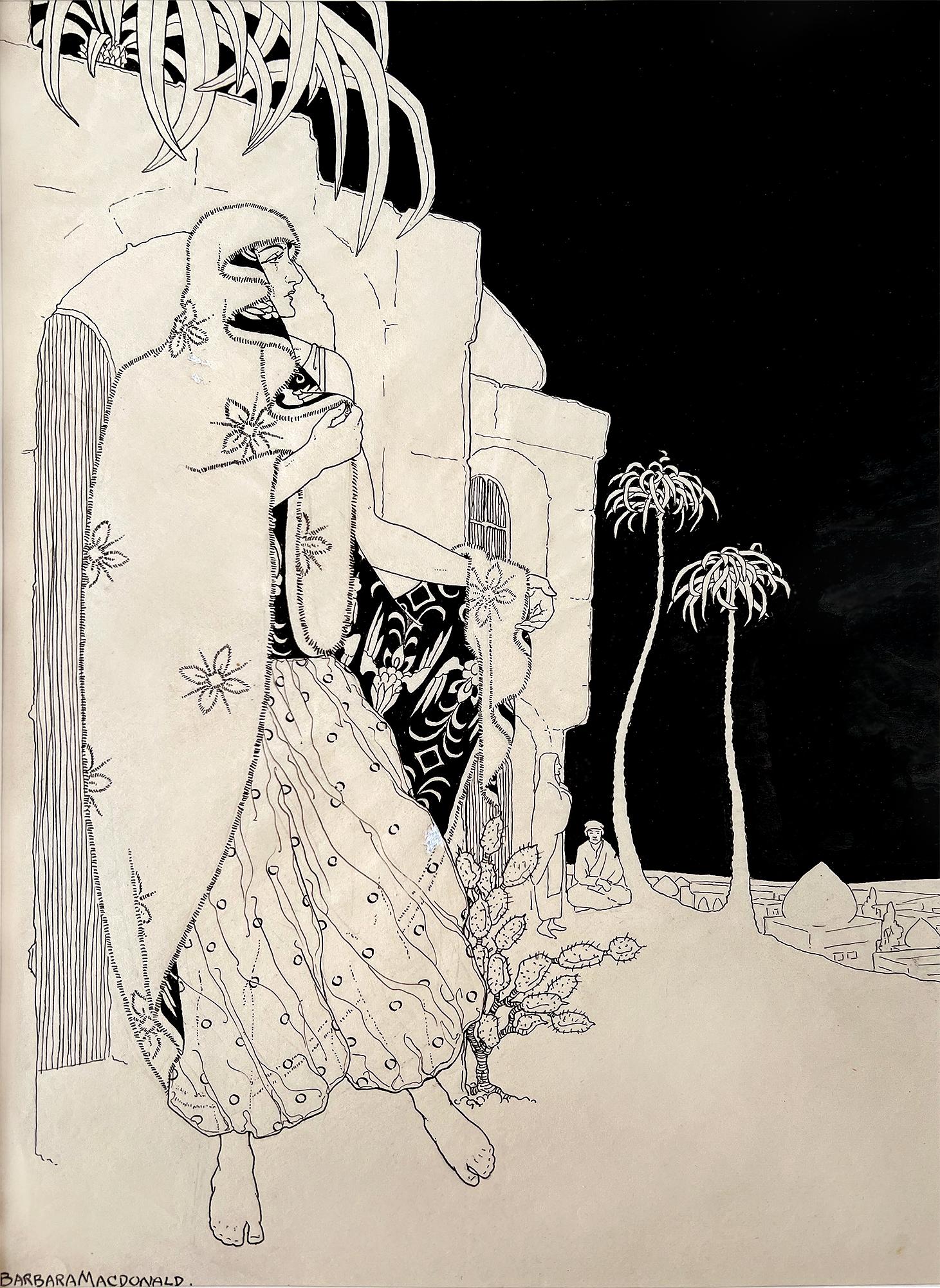 Figurative Art Barbara Macdonald  - « Princesse Herminie et le prince de la tapisserie » - Illustrateur féminin