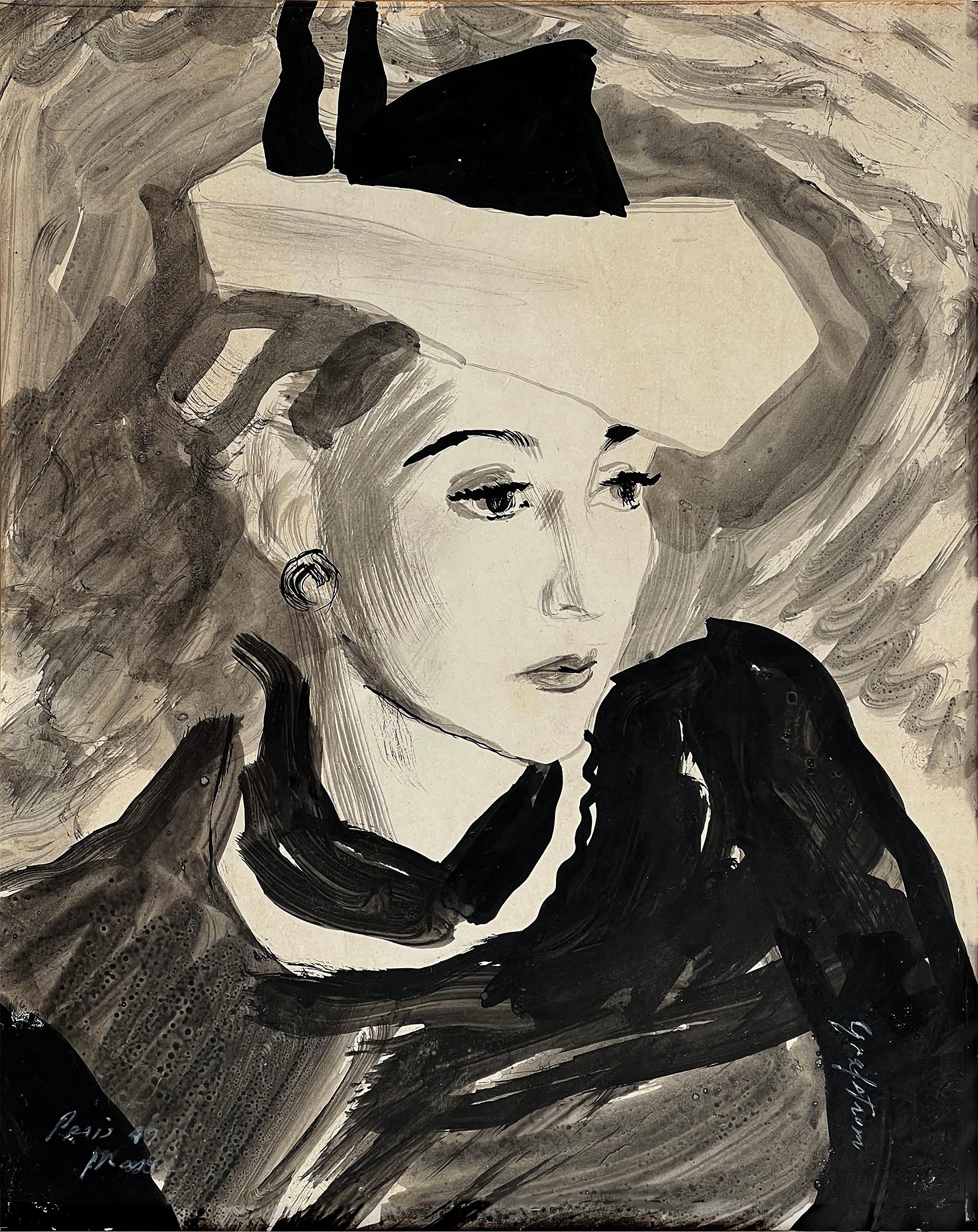 Ruth Sigrid Grafstrom Portrait – Pariser Modemodell der Mitte des Jahrhunderts – weibliche Künstlerin  Vogue Magazine?