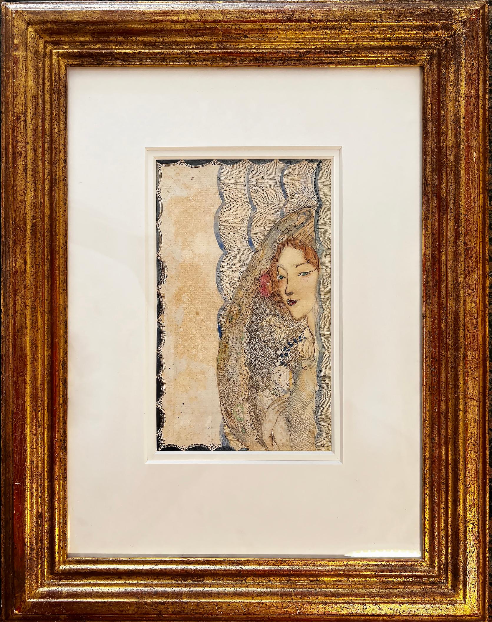 Figurative Art Annie French -  Mariée -  Femme écossaise  École de Glasgow Art Nouveau, Aubrey Beardsley