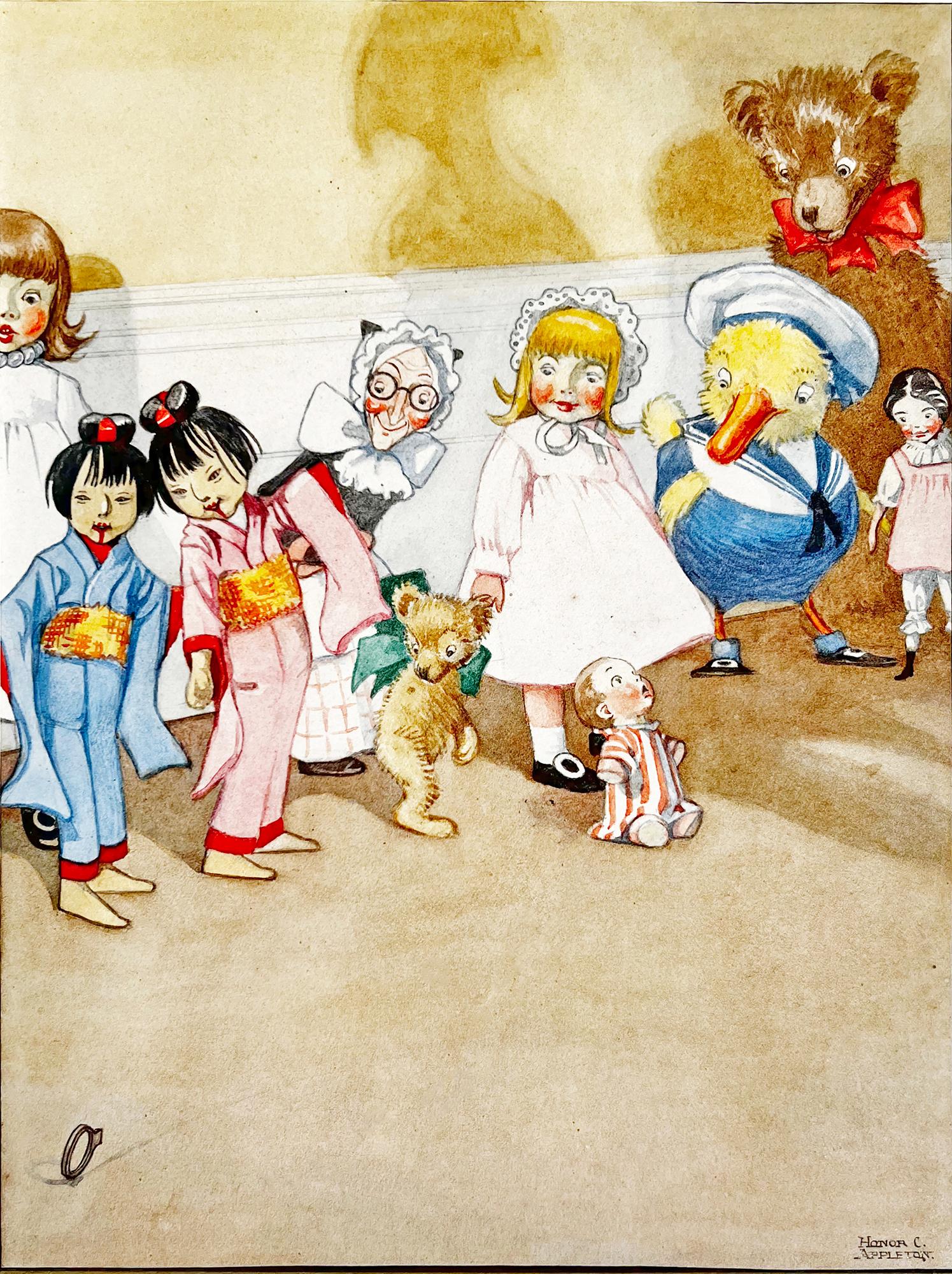 Honor Appleton Figurative Painting – Kinderbuchillustration, britische weibliche Illustratorin, Teddybären, Schliff