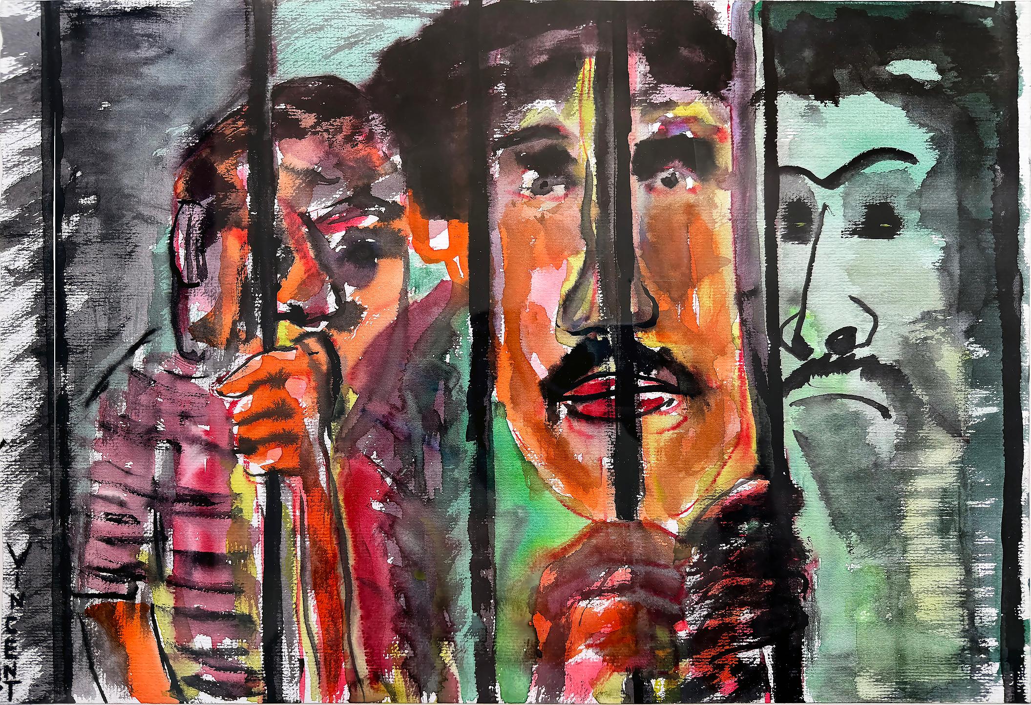 Figurative Art de Vincent D Smith - Poder Negro, Prisioneros del Motín de la Prisión de Attica  Justicia racial - Arte afroamericano