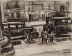 Antique Gritty Street Scene with Parked Cars - Roaring Twenties New York