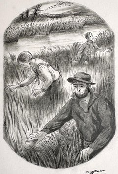 Vintage Searching in the Tall Grass - Book Illustration by Woman Illustrator,  Americana