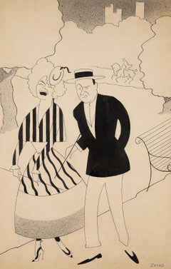 Upscale Couple Illustration Puck magazine Interior - Mexican Illustrator