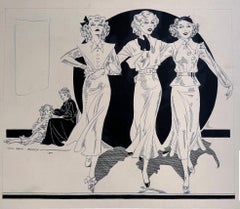 Les Trois Grâces fantaisistes - Illustration de mode fantastique au stylo et à l'encre
