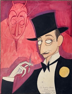 Artistics cubains  - Caricature d'Adolphe Menjou Debonair diable