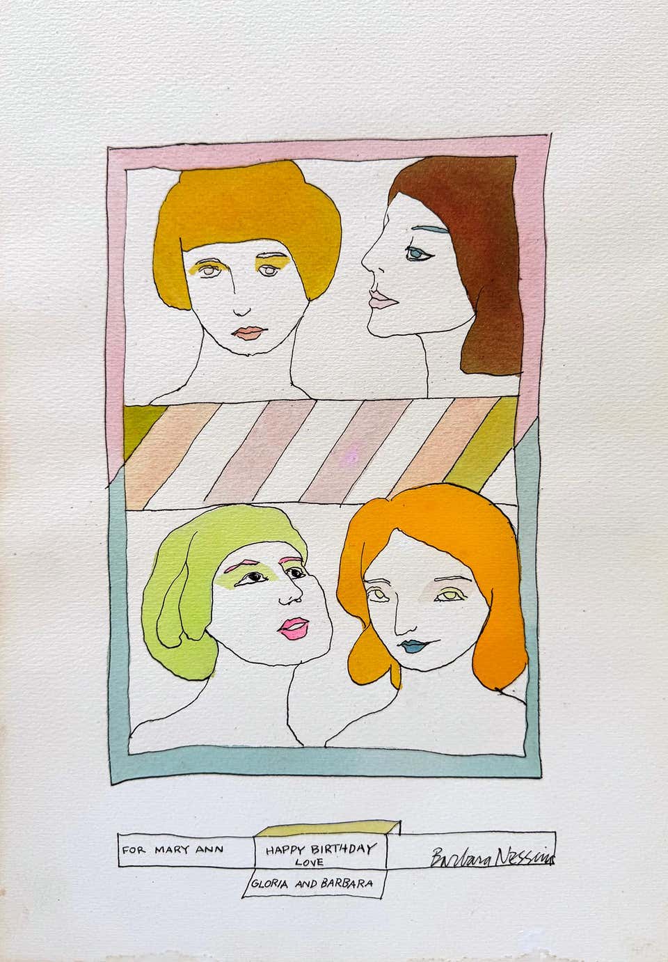 Happy Birthday Drawing: Love Barbara Nessim and Gloria Steinem