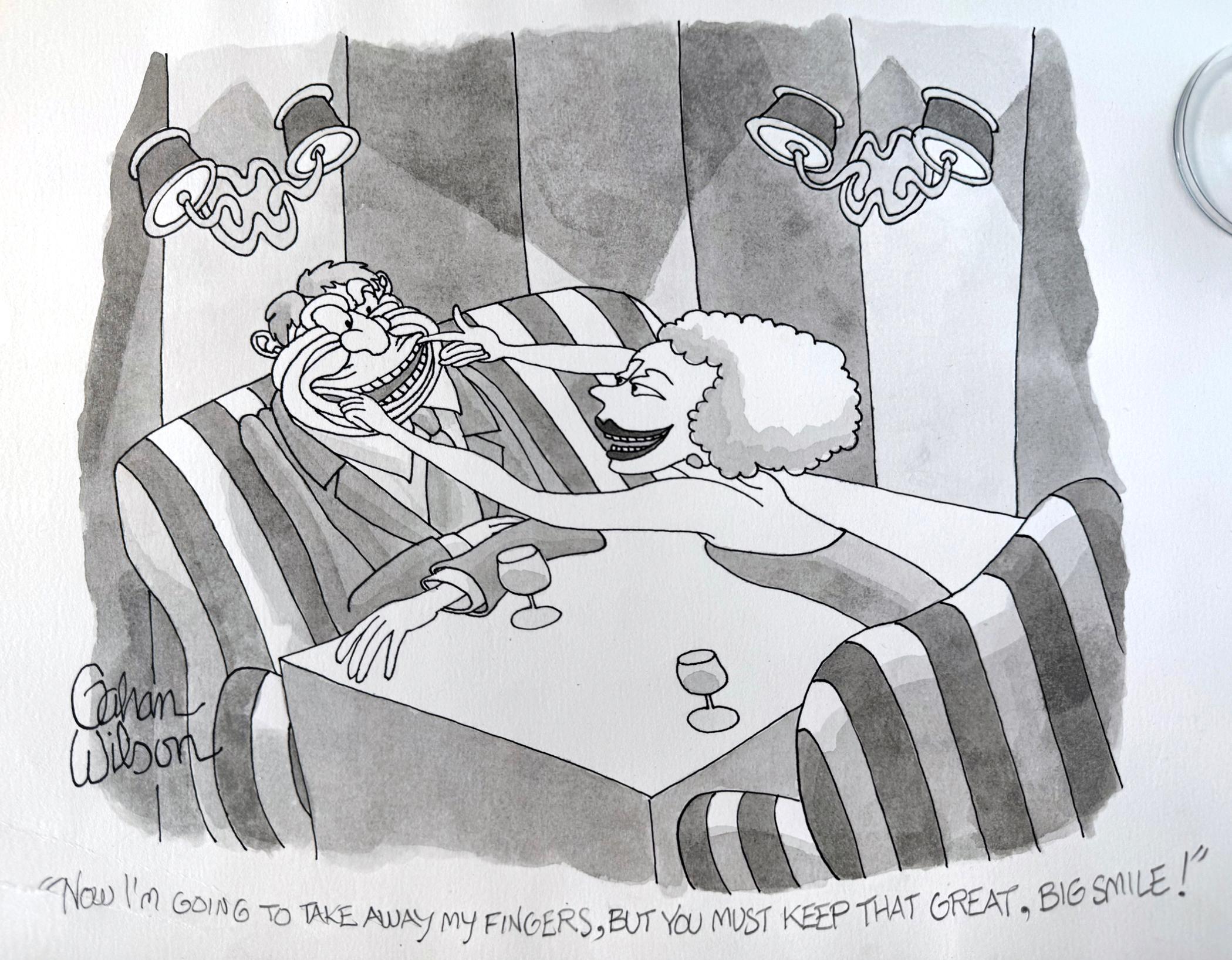 Gahan Wilson Portrait - Man with Big Smile - New Yorker Cartoon