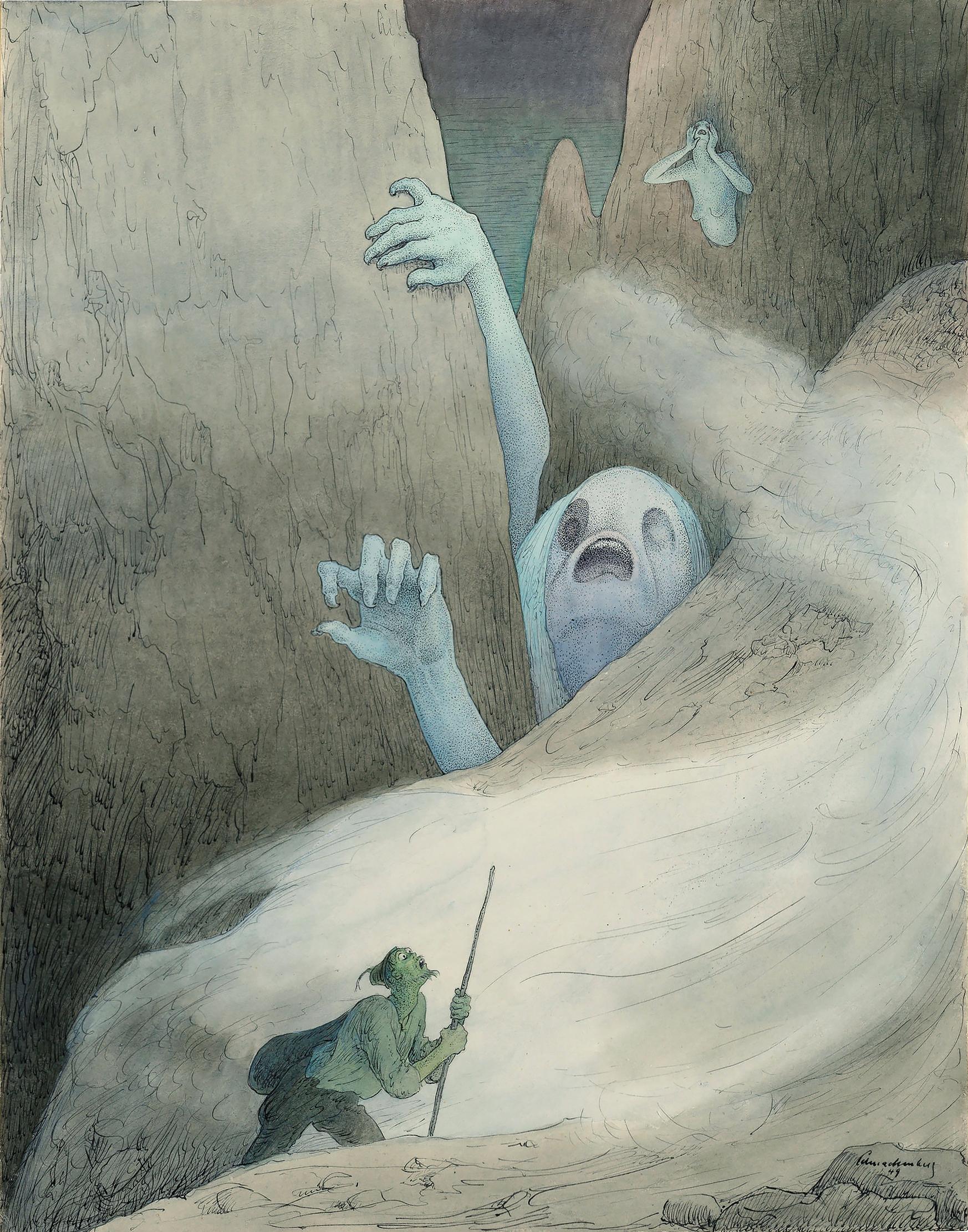 Des monstres effrayants émergent des montagnes