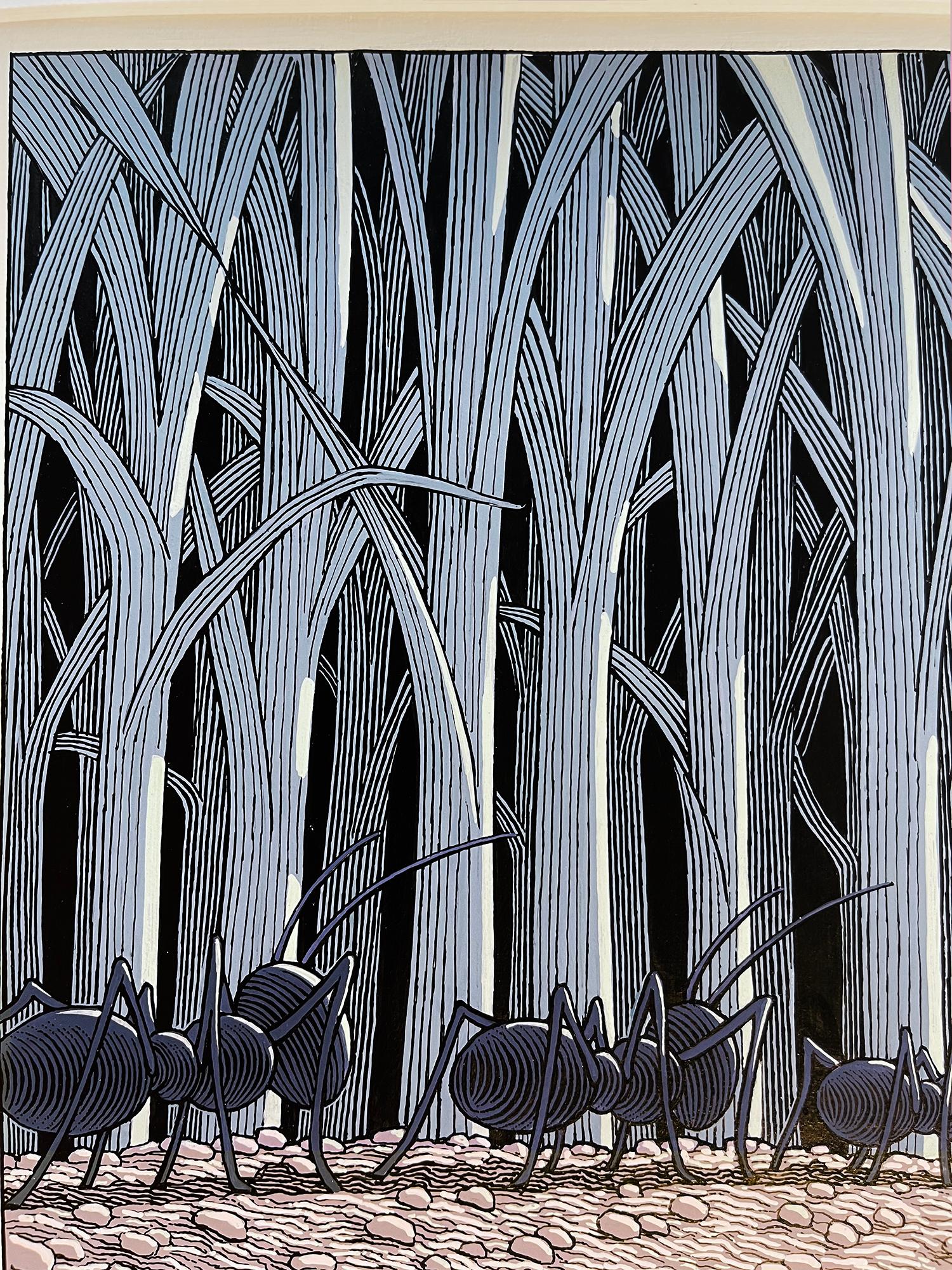 Ants marschierten in die Hölzer, die ihr unterirdisches Haus umgeben waren - Kinderbuch – Art von Chris Van Allsburg