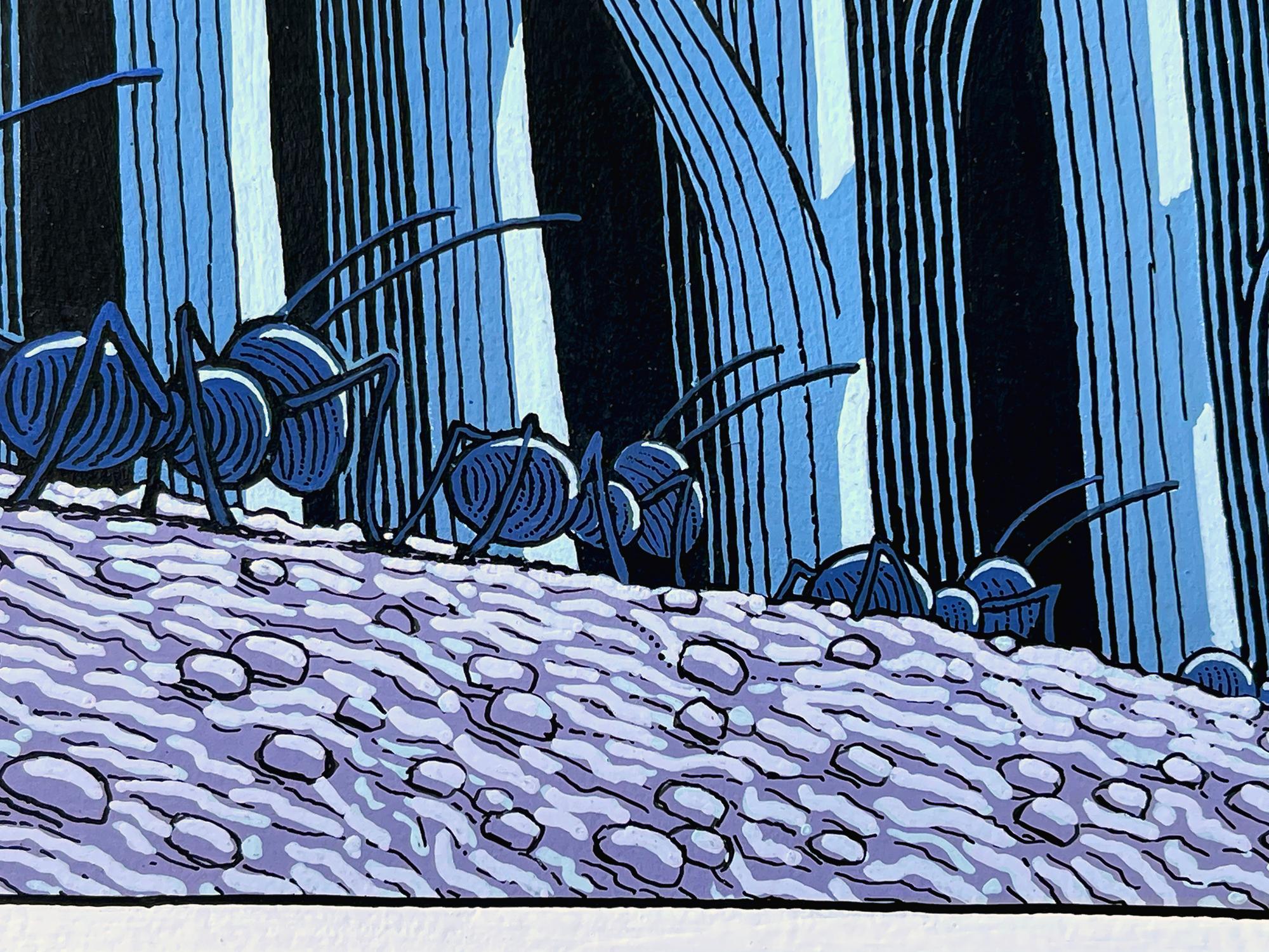Ants marschierten in die Hölzer, die ihr unterirdisches Haus umgeben waren - Kinderbuch (Grau), Animal Art, von Chris Van Allsburg