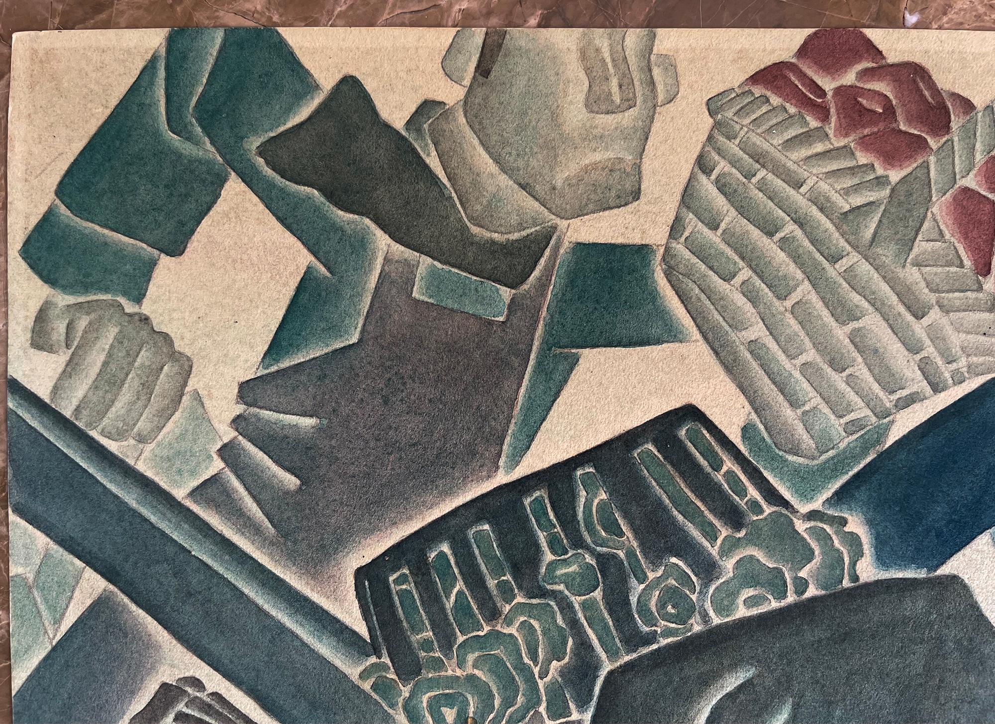 Scène de marché cubiste de Paris avec dix portraits 2