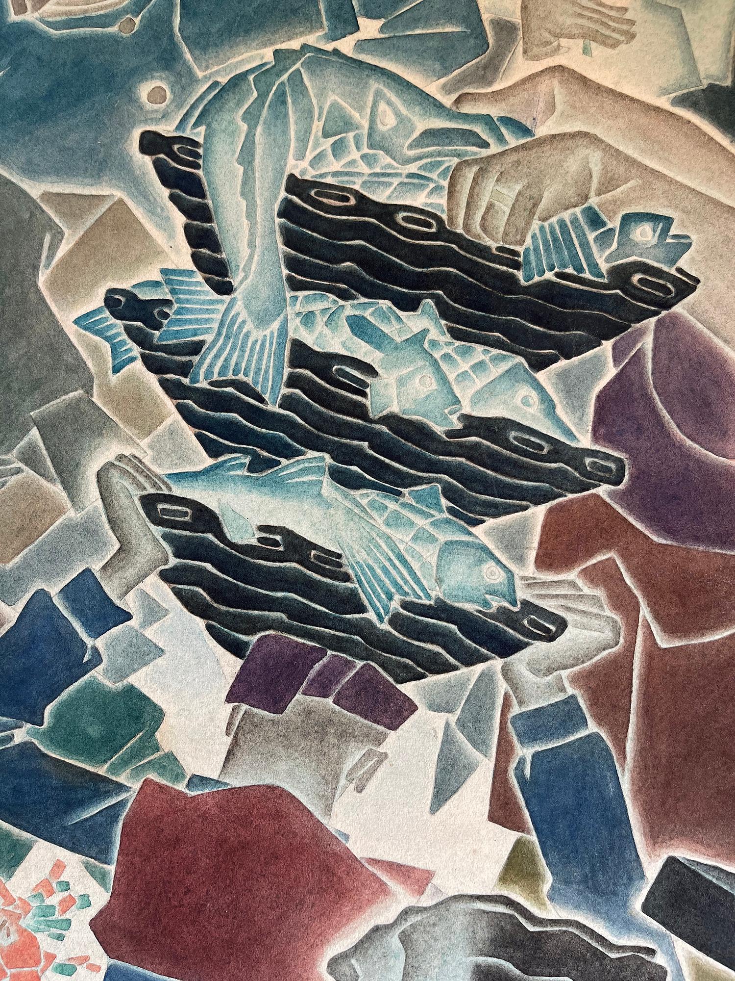 Scène de marché cubiste de Paris avec dix portraits 1