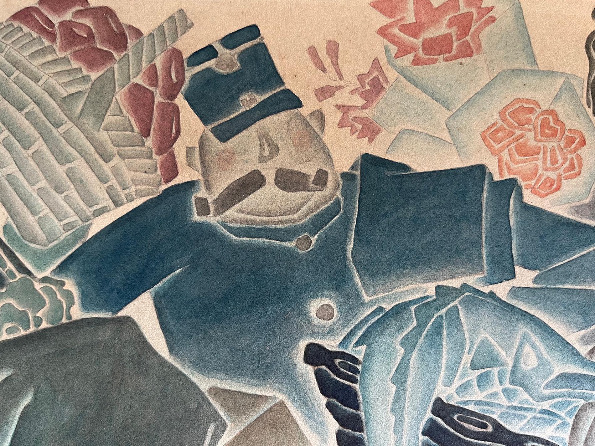 Scène de marché cubiste de Paris avec dix portraits 5