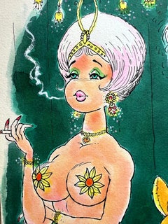 Nude Show Girl Buttocks Pondered by Show Horse - Sexy Cartoon Mad Magazine