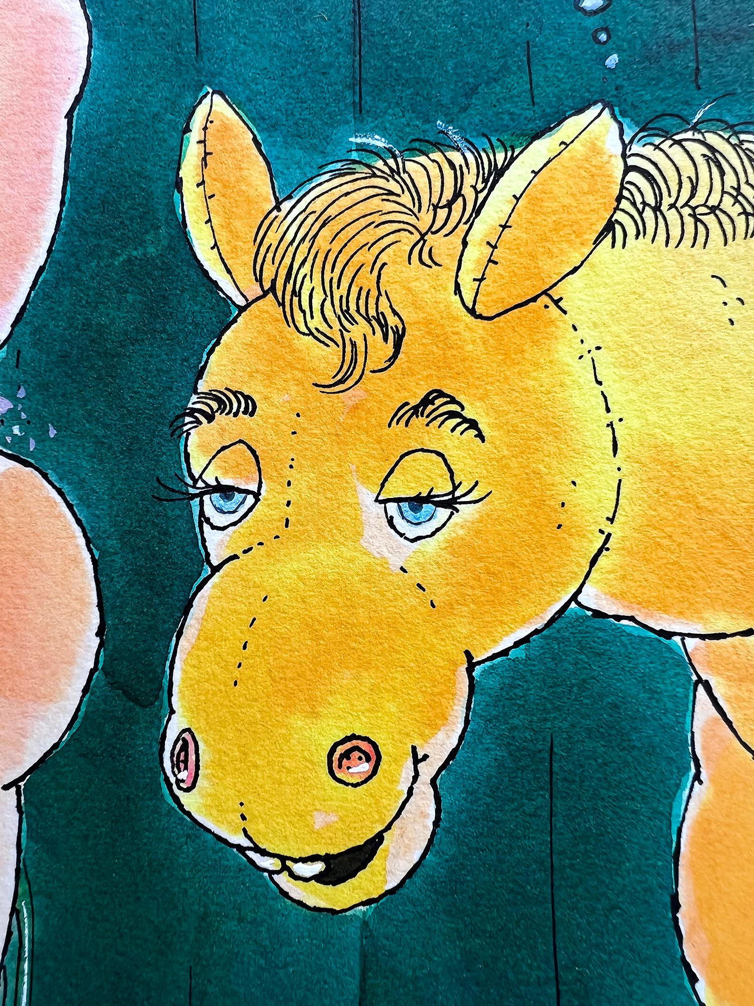Buttocks Nude Show Girl Pondered by Show Horse - Sexy Cartoon Mad Magazine - Conceptuel Art par Al Jaffee