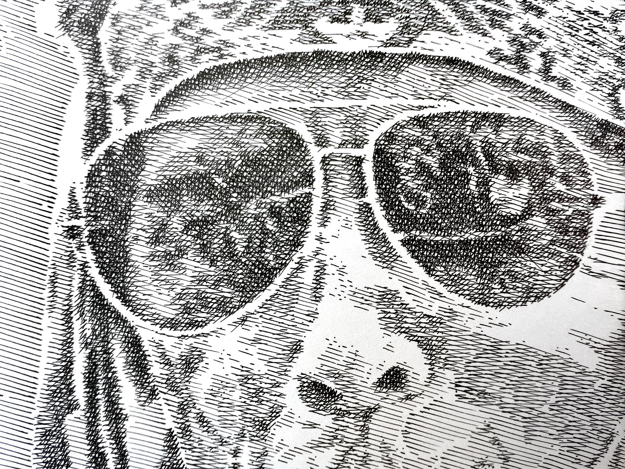 Indianerporträt in Feder und Tinte – Art von Murray Tinkelman