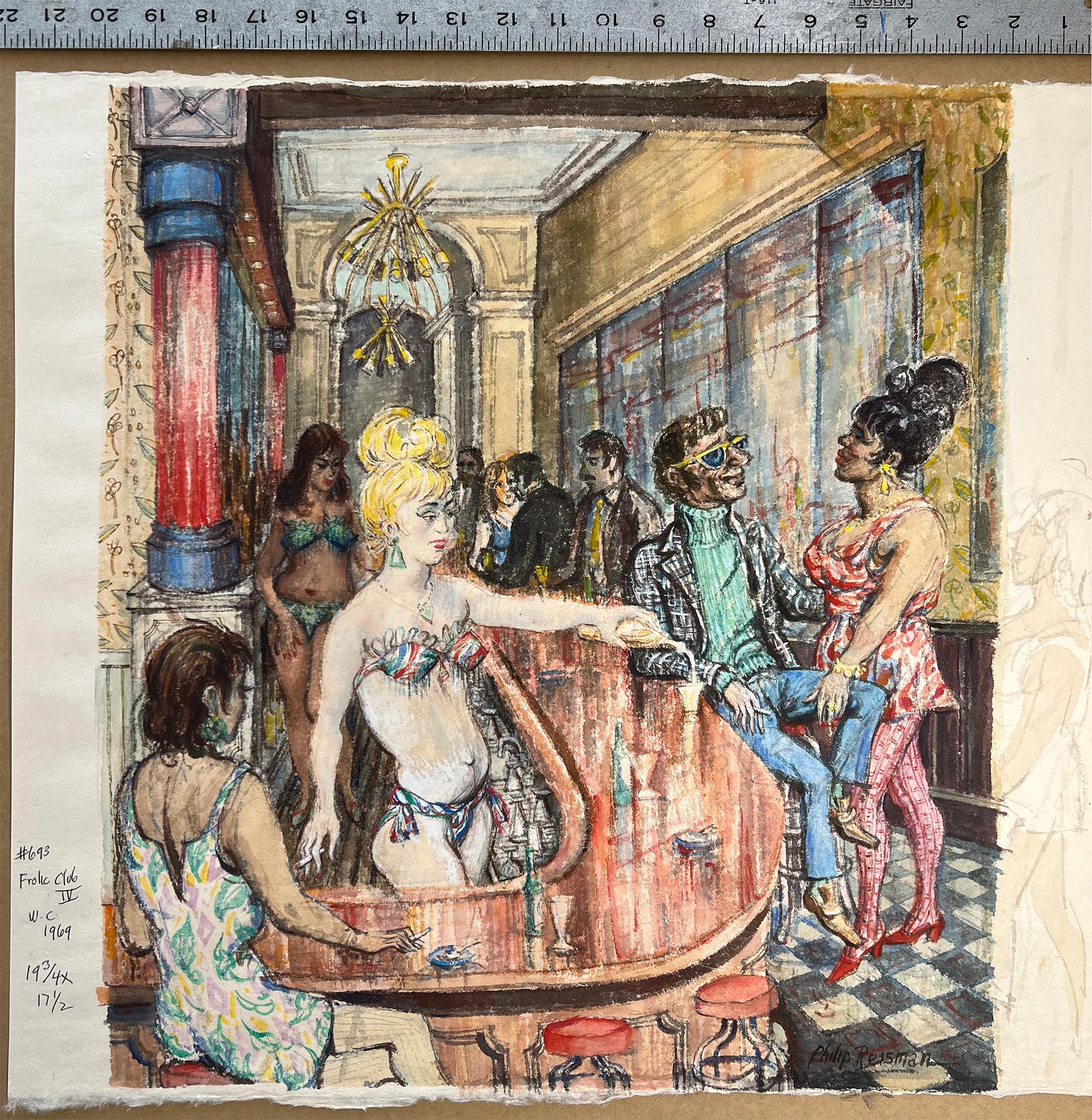 Frolic Club IV - New York City in den 1960er Jahren - Strip Club Düstere Sozialrealismus – Art von Philip Reisman