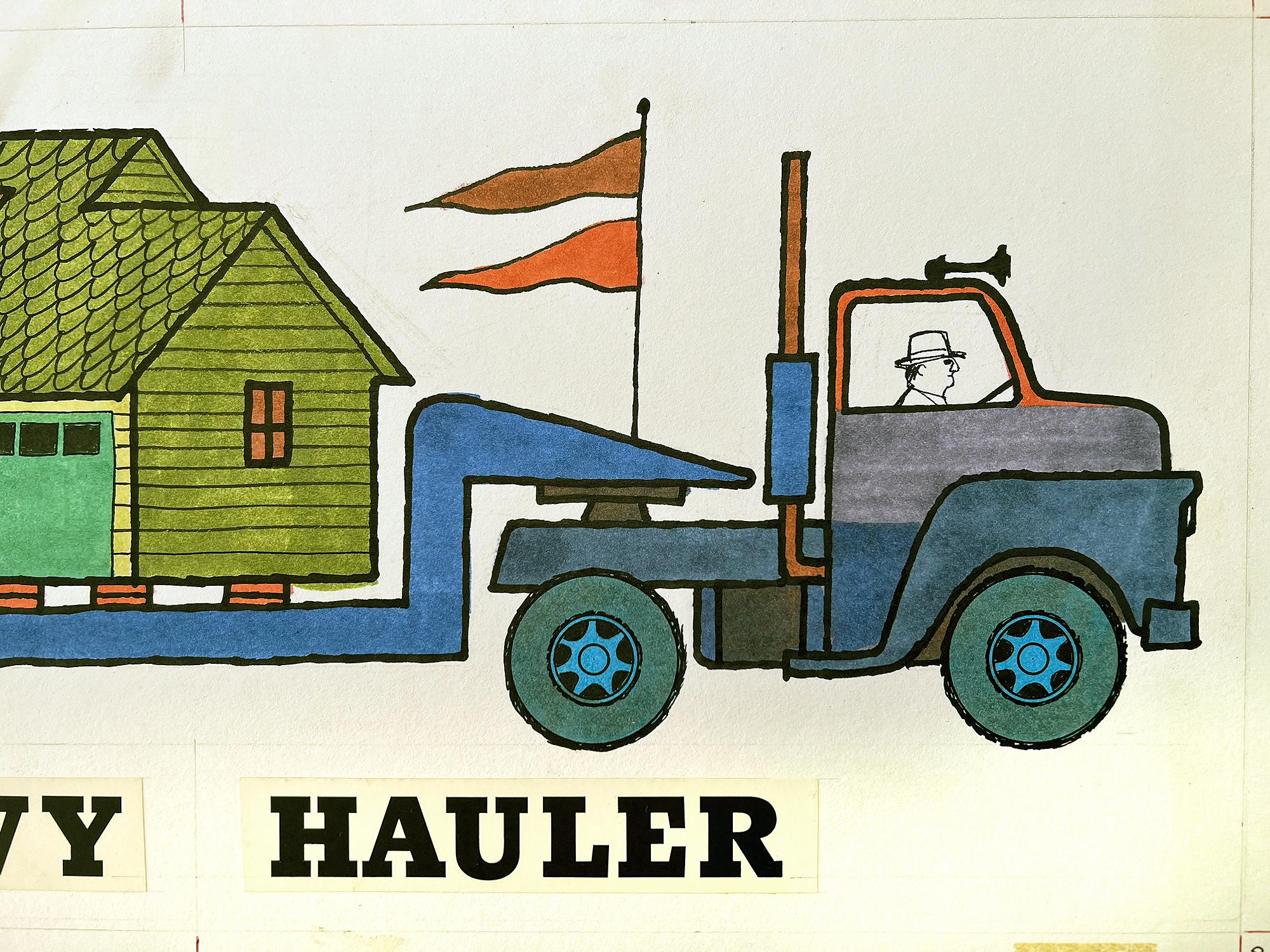 Schwerer Hauler – Illustration aus der Mitte des Jahrhunderts – Kinder''s Bücher (Amerikanische Moderne), Painting, von Art Seiden