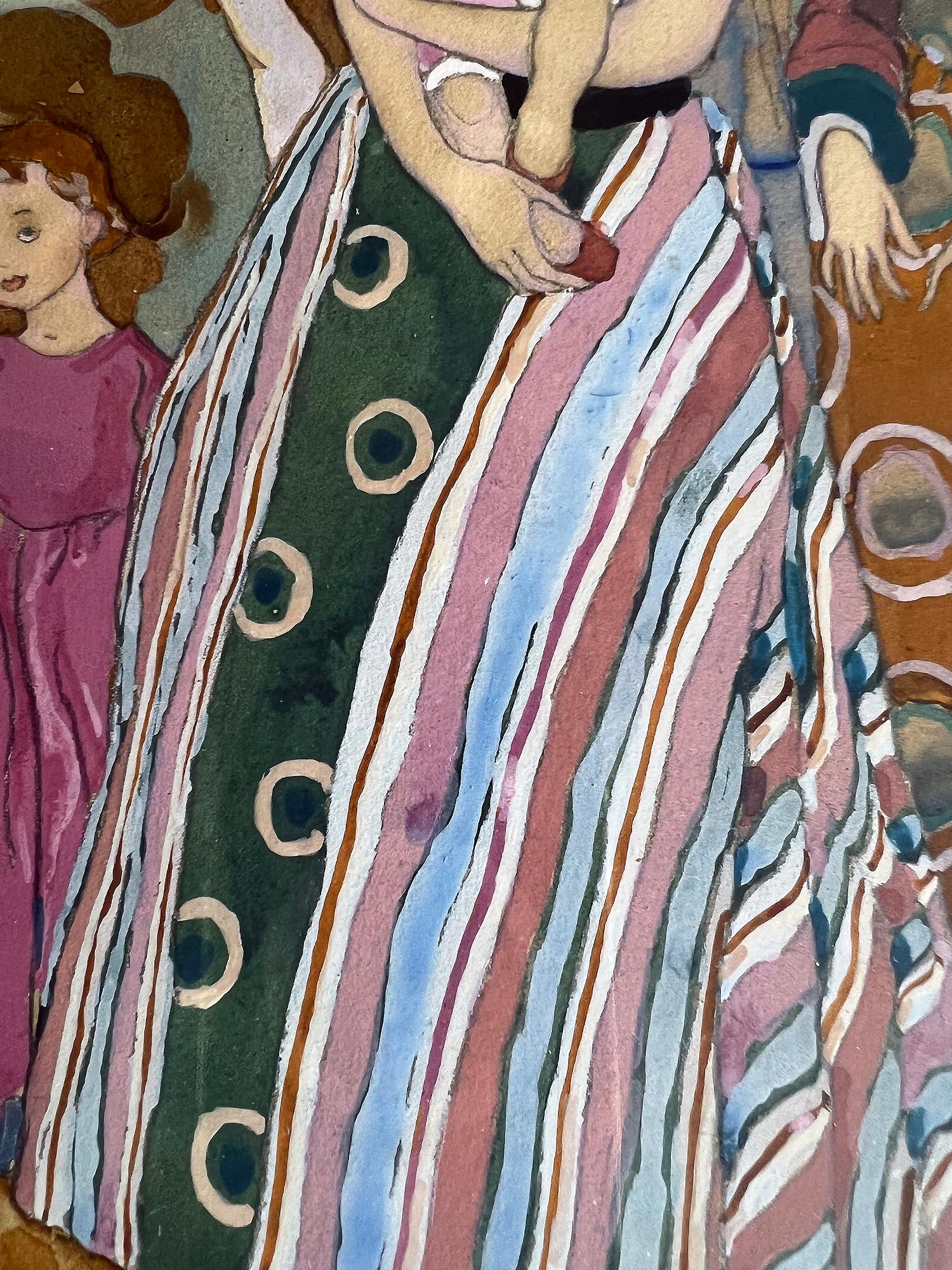 Illustration Art nouveau Femmes et enfants dans les bois en vente 2