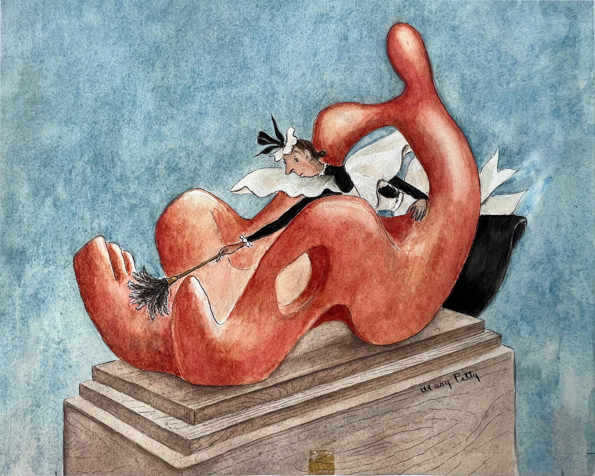 Struggle Class Struggle – Fay the Maid Dusts Henry Moore – New Yorker Magazine? (Moderne), Art, von Mary Petty