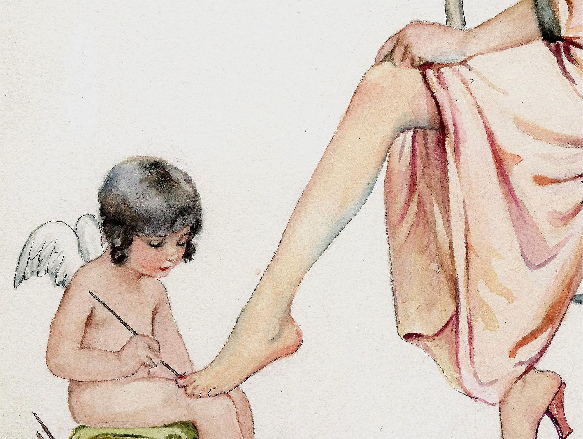  Risque Pedicure von Angel,   Les Ongles, Boudoir-Stil, weibliche Illustration (Art nouveau), Art, von Suzanne Meunier