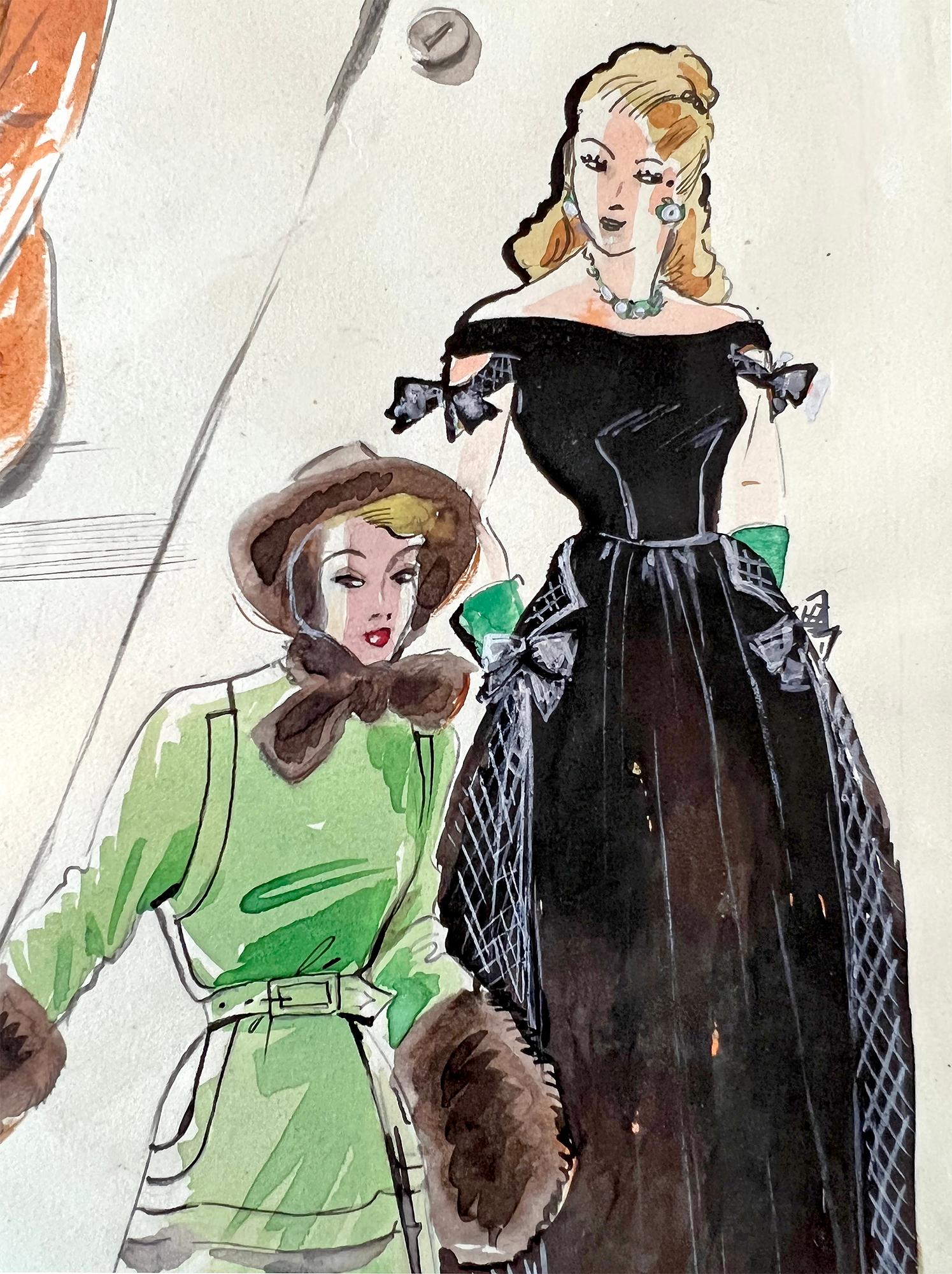 Modèles de mode du milieu du siècle dernier par l'illustratrice autrichienne en vente 1