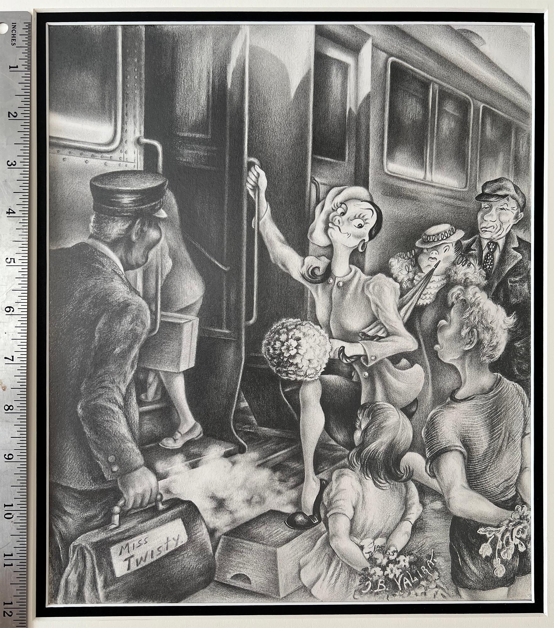 Miss Twisty is a story of a young girl who leaves the big city to spend time in the country.  The book is filled with insight and humor.   This work is a deftly rendered black-and-white graphite illustration that showcases the artist's storytelling
