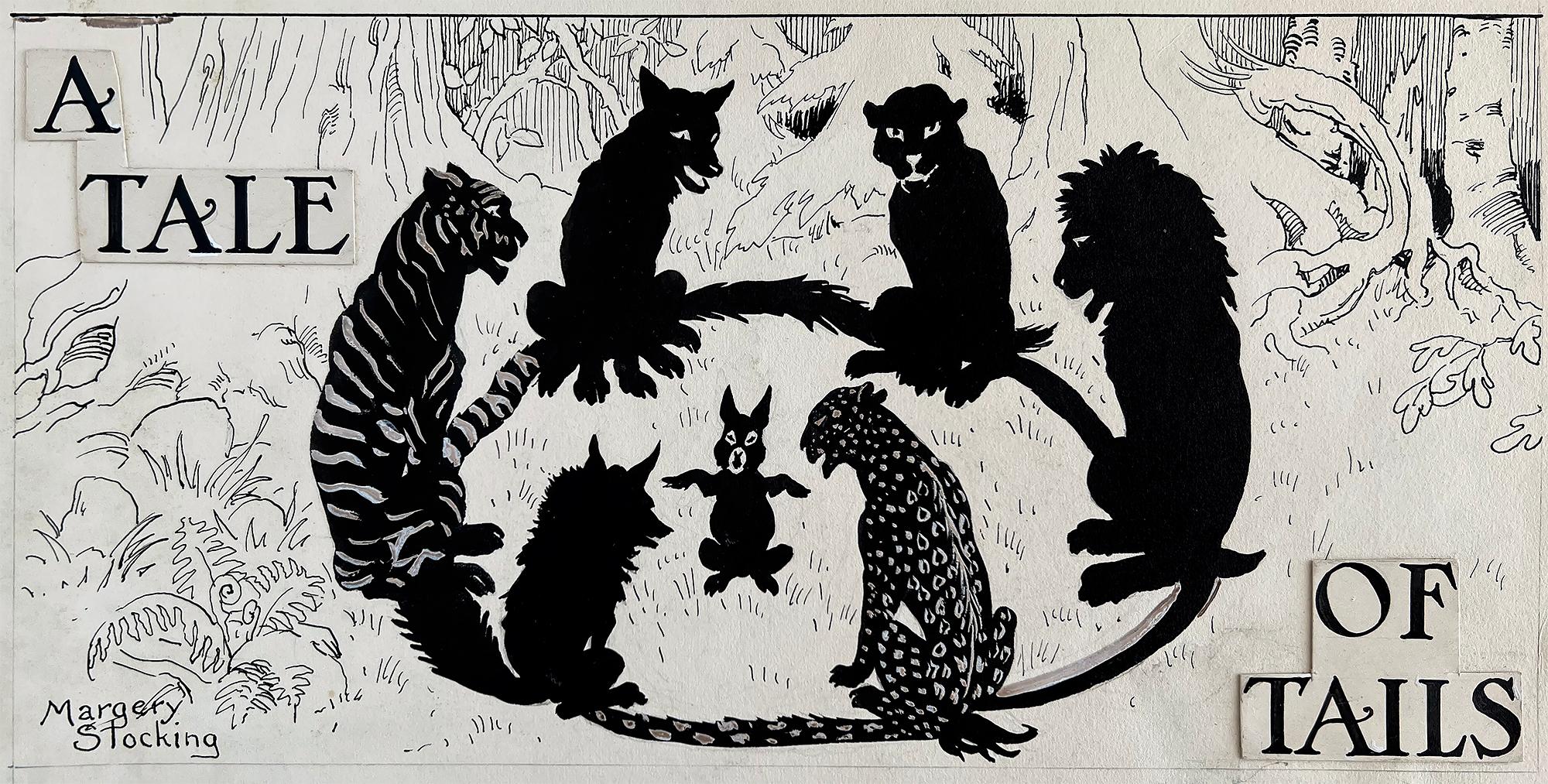 Tiger, Löwe, Panther, Wolf, Bär, Katze Predator Silhouette-Illustration (Amerikanische Moderne), Art, von Margery Stocking Hart